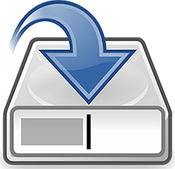 group in front of laptop Icon of storage device